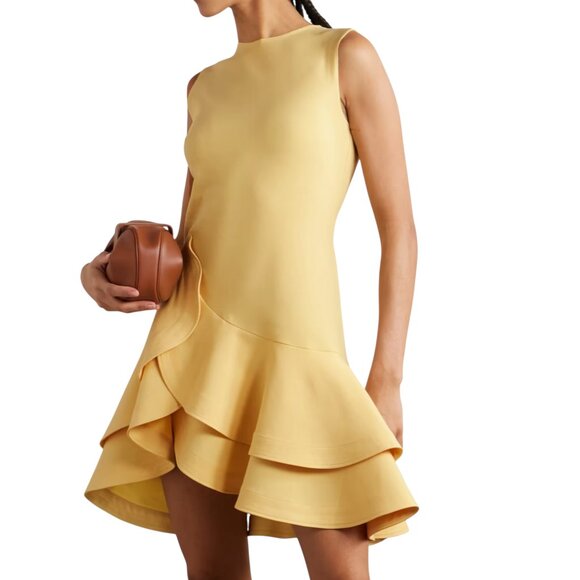 OSCAR DE LA RENTA Ruffled wool-blend crepe mini dress Size XS/S NEW - Picture 3 of 15